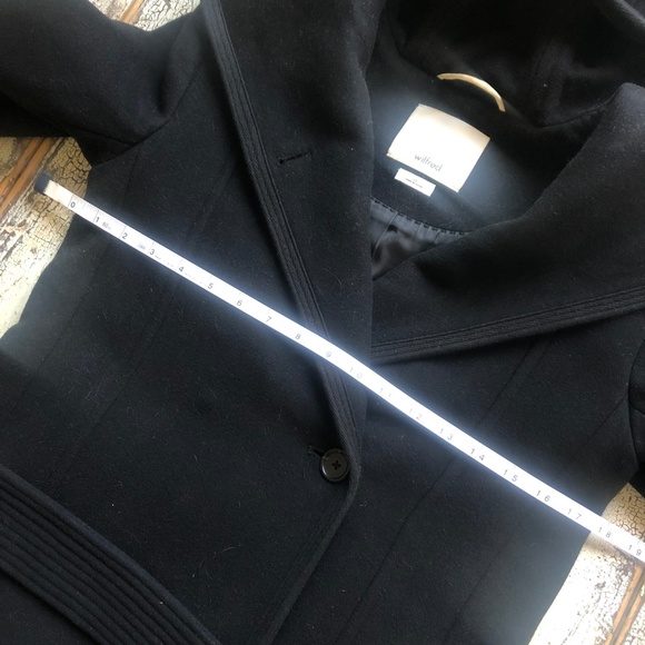 WILFRED Aritzia BORDA Belt Coat Black Italian Virgin Wool & Cashmere XS EUC - Picture 8 of 14